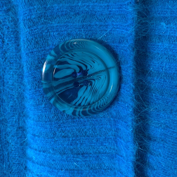 Angora Wool Big Button Short Cardigan Sz M - Picture 2 of 6